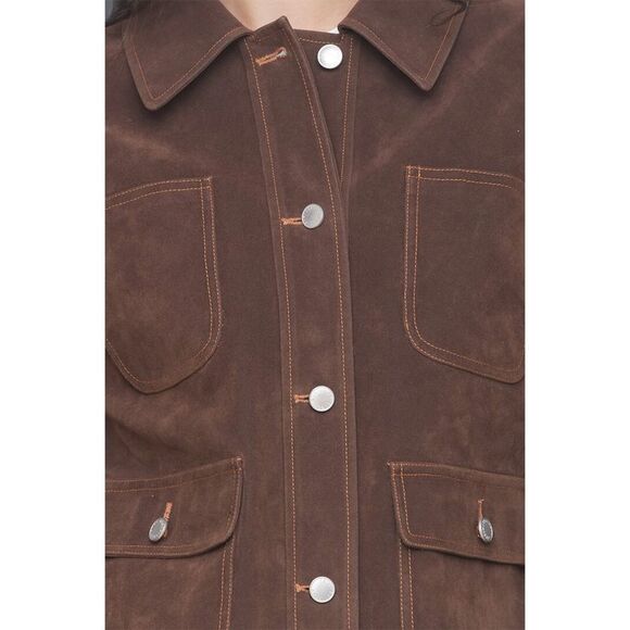 Avec Les Filles Womens  Short Wool-Blend Barn Jacket, Brown - Picture 6 of 6
